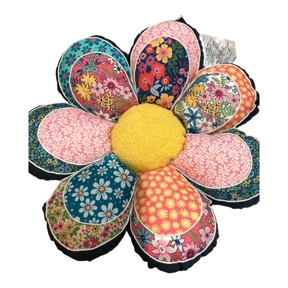 Vintage quilt inspired sunflower shaped boho bohemian decor floor‎ pillow new - Picture 5 of 17